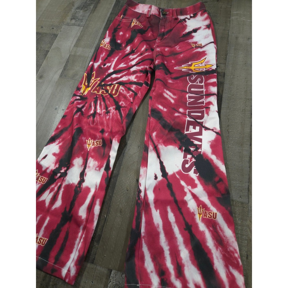 ASU Sun Devils Arizona State University‎ Tie Dye Wide Leg Pants Red Black Small
